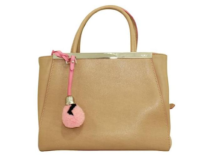Fendi Brown Petit 2 Jours Handbag with Pink Charm Leather  ref.1285478