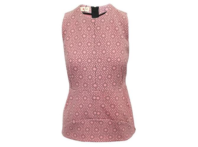 Marni Pink Sleeveless Top With Print Wool  ref.1285485