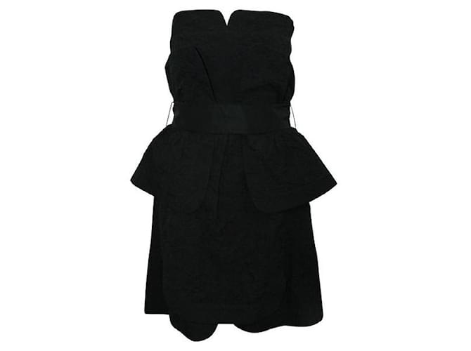 Fendi Black Textured Strapless Dress Cotton Polyamide  ref.1285499
