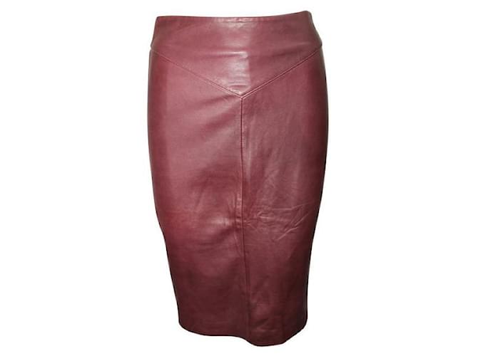 Autre Marque CONTEMPORARY DESIGNER Burgundy Leather Pencil Skirt Dark red Cotton Elastane  ref.1285506