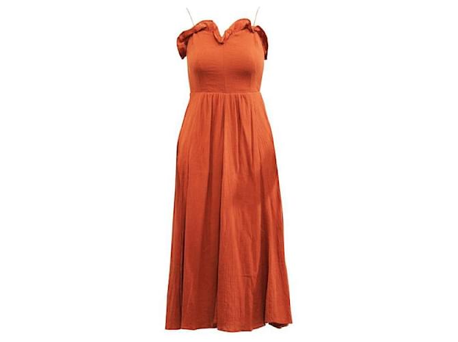 REFORMATION Brown Maxi Dress with hidden Shorts  ref.1285509