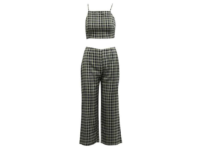 REFORMATION Checked Crop Top and Pants Set Blue  ref.1285516