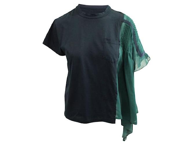 Sacai Navy Blue and Dark Green Asymmetric Top Cotton Polyester  ref.1285530