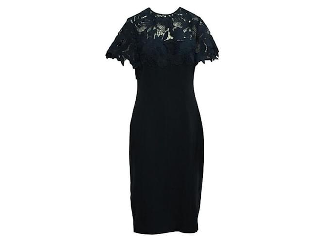 Autre Marque Contemporary Designer Blue Lace & Wool Dress Polyester  ref.1285541