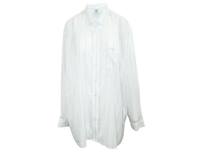 Vêtements Vetements Oversized-Hemd mit weißen Streifen Blau Baumwolle  ref.1285542
