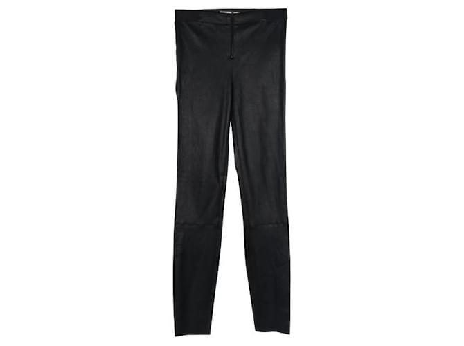 Alice + Olivia Leather Pants With Gunmetal Coloured Metal Trim Black  ref.1285565
