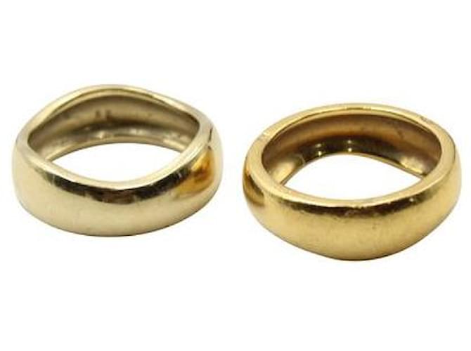 Juego Cartier de dos anillos anchos de oro/ bandas Dorado Oro blanco  ref.1285576