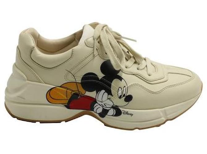 Gucci Disney x Gucci Mickey Mouse Rhyton Sneakers Cream Leather  ref.1285579