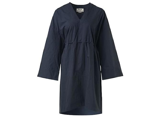 Acne Studios Robe de soirée en popeline Mali Coton Bleu Marine  ref.1285587