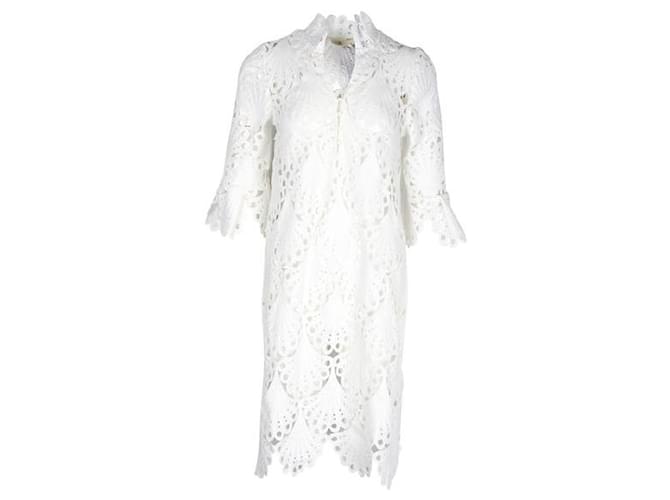 Maje Mini-robe blanche en dentelle au crochet Polyester  ref.1285600