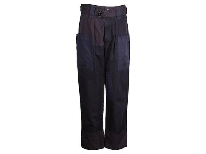 Isabel Marant Etoile Pantaloni cargo blu scuro con cintura staccabile Blu navy Cotone Biancheria  ref.1285603