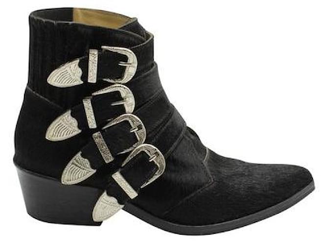 Autre Marque Contemporary Designer Toga Pulla Pony Hair Black Ankle Boots  ref.1285628