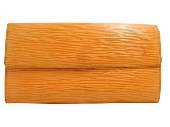 Louis Vuitton Orange Epi Wallet Leather  ref.1285632