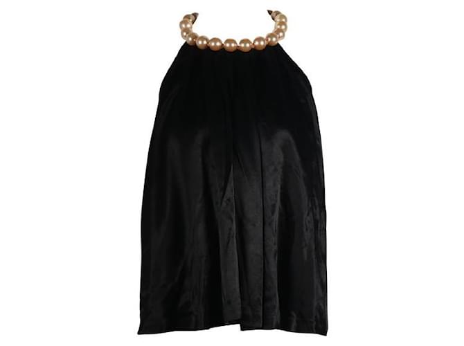 Moschino Cheap And Chic - Top noir à dos ouvert avec encolure en fausses perles Rayon  ref.1285639