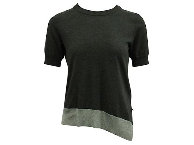Autre Marque ZEITGENÖSSISCHES DESIGNER-T-Shirt aus grauem Strick Baumwolle  ref.1285643