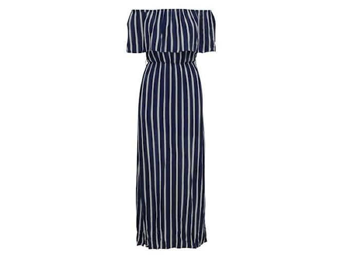 ALICE + OLIVIA Blue & White Striped Maxi Dress Viscose  ref.1285656