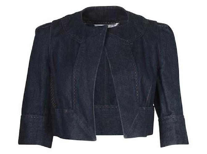 Diane Von Furstenberg Vêtements d'extérieur courts en jean Coton Bleu Marine  ref.1285662