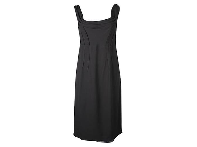 Prada Black Midi Dress with Cowl Neck Acetate  ref.1285680