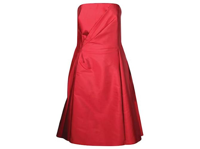 Alberta Ferretti Red Strapless Cocktail Dress Polyester  ref.1285711