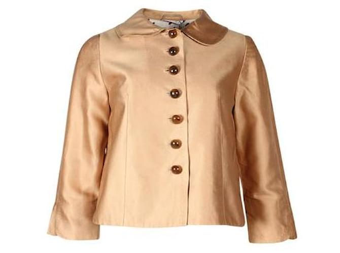 Autre Marque Contemporary Designer Gold Jacket With Polka Dot Lining Golden Silk Cotton  ref.1285730