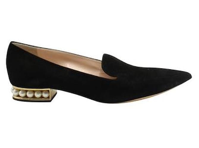 Nicholas Kirkwood Pointed Shoes With Faux Pearls Black Suede  ref.1285736