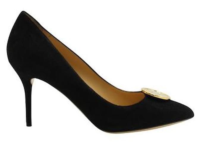 Charlotte Olympia Black Suede Limited Edition Desiree Button Up Pumps  ref.1285740