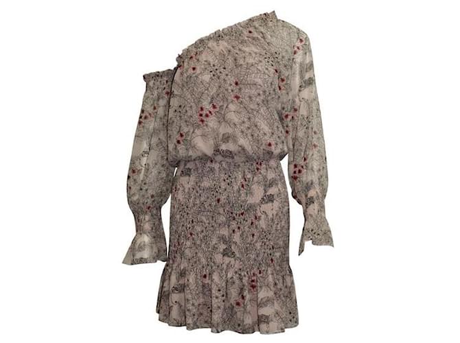 Alexis – Schulterfreies Kleid mit Blumenmuster in Rosa Pink Polyester  ref.1285744