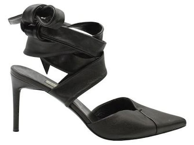 Autre Marque Chaussures à talons hauts avec ruban en cuir noir de créateur contemporain  ref.1285757