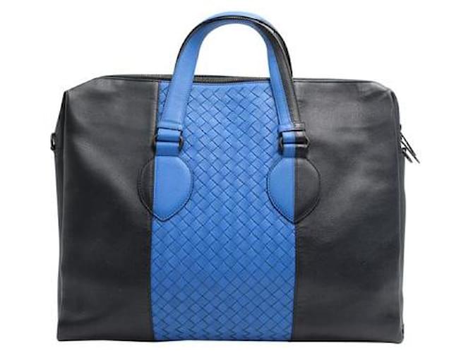 Bottega Veneta Intercciato Two-Tone Blue Handbag Leather  ref.1285767