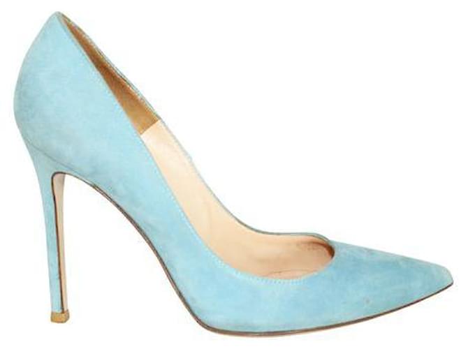 Gianvito Rossi Light Blue Suede Pointed Toe Heels Leather  ref.1285789