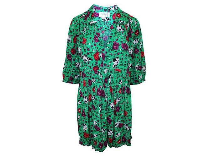 Autre Marque CONTEMPORARY DESIGNER Green Print Dress with Collar Viscose  ref.1285803