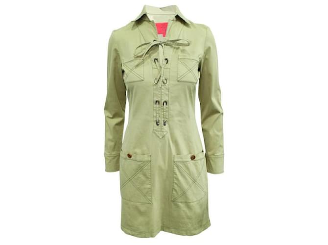 ZAC POSEN Light Brown Shirt Dress with Collar Beige Cotton Elastane  ref.1285821