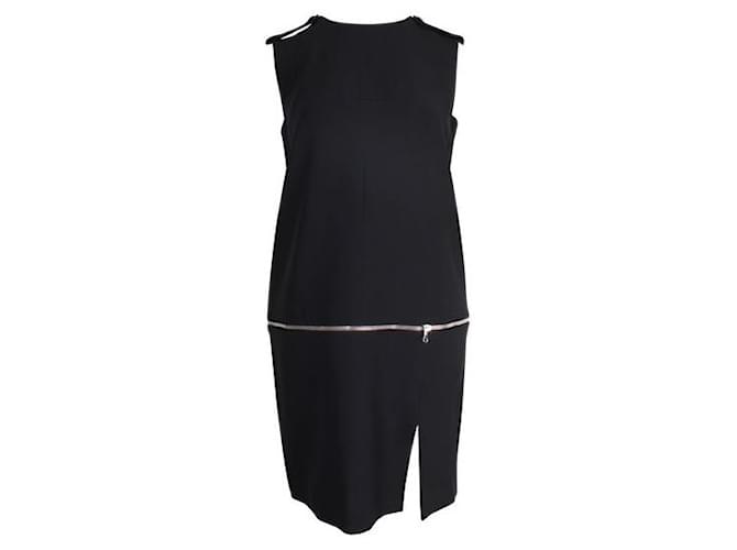 Alexander Mcqueen Black Dress With Horizontal Silver Zipper Silk Polyester Rayon  ref.1285825