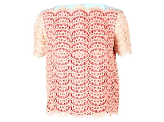 Autre Marque CONTEMPORARY DESIGNER Mint And Red Lace Overlay Top Multiple colors Cotton Polyamide  ref.1285827