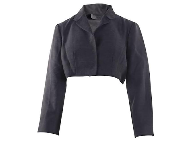 Autre Marque CONTEMPORARY DESIGNER Crop Jacket Black Silk Wool  ref.1285842