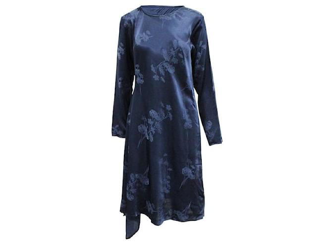MAISON MARTIN MARGIELA Navy Blue Printed Dress Cotton Viscose  ref.1285846