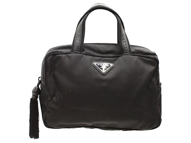 Prada Tessuto and  Passama Handbag with Tassel Black Nylon  ref.1285871