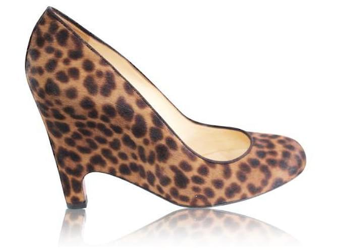 CHRISTIAN LOUBOUTIN Leopard Pony Hair Wedges Leather  ref.1285882