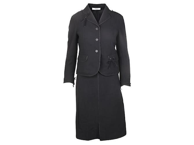 Conjunto de traje de falda de lana PRADA Negro  ref.1285957
