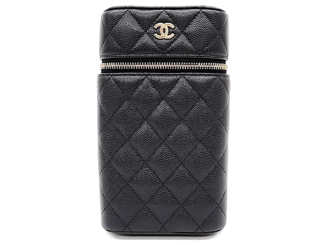 Chanel bolsa cosmética para suporte de telefone com corrente crossbody Preto  ref.1285997