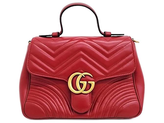 Gucci Matelassé Marmont Top Handle Bag (498110) Red  ref.1286003