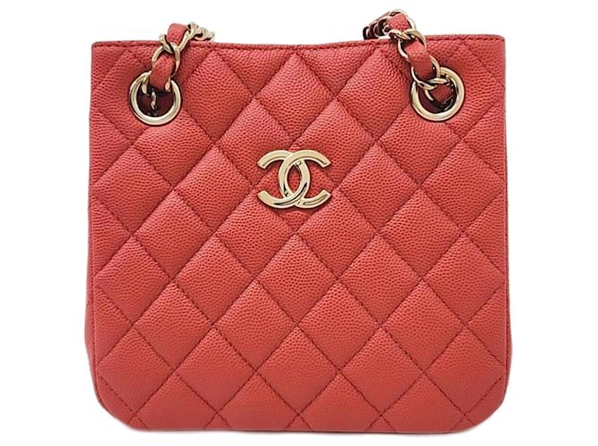Chanel  Caviar Classic Mini Bucket Bag Red  ref.1286013