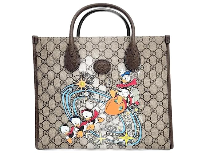Gucci X Disney Tote Cum Shoulder Bag (648134) Brown Multiple colors Beige  ref.1286027