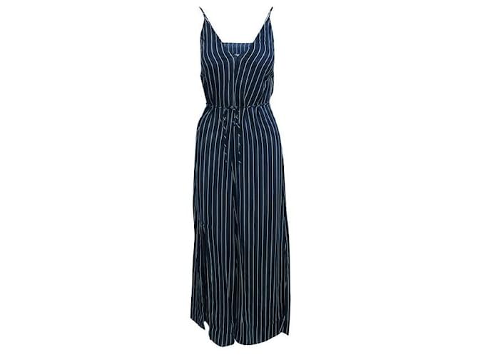 REFORMATION Maxi Striped Dress with opening at the back Blue  ref.1286053