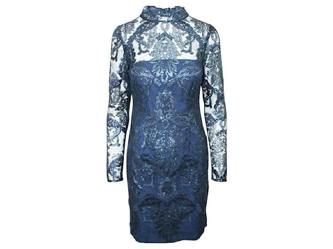 Autre Marque CONTEMPORARY DESIGNER Asabi Sequin Lace Dress Blue Nylon  ref.1286064