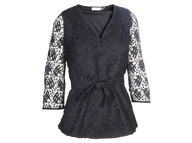 Autre Marque CONTEMPORARY DESIGNER Lace Top Black Cotton Polyester Elastane  ref.1286069