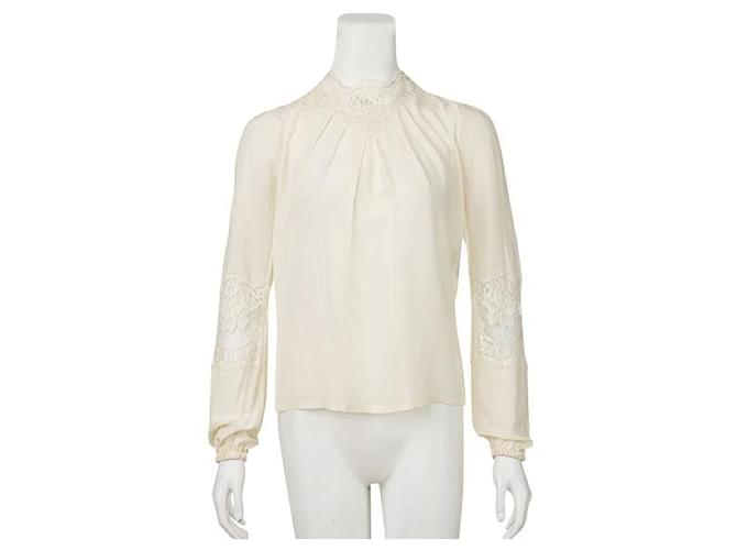Blusa de renda branca Dolce & Gabbana Branco Seda  ref.1286079