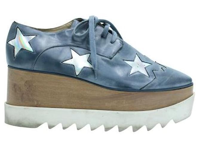 Stella Mc Cartney Stella Mccartney Zapatillas azules con plataforma Elyse y estrellas Cuero Goma  ref.1286082