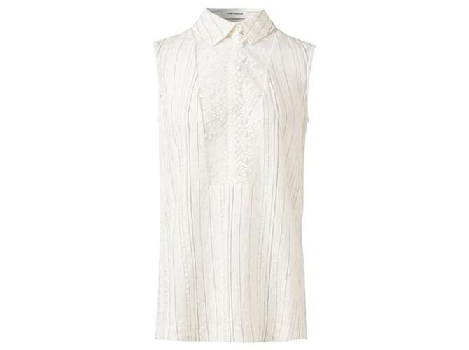 Autre Marque Contemporary Designer Yigal Azrouel Sleeveless Lace Blouse White Polyester Nylon Rayon  ref.1286091