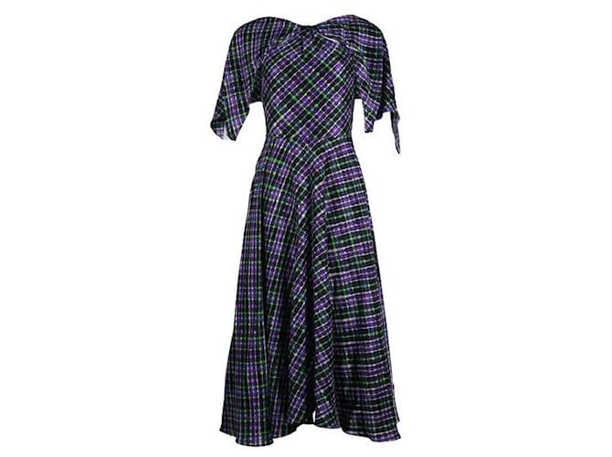 Autre Marque Roksanda Ilincic Kleid mit Taschentuchärmeln in Violett und Grün Mehrfarben Seide  ref.1286097
